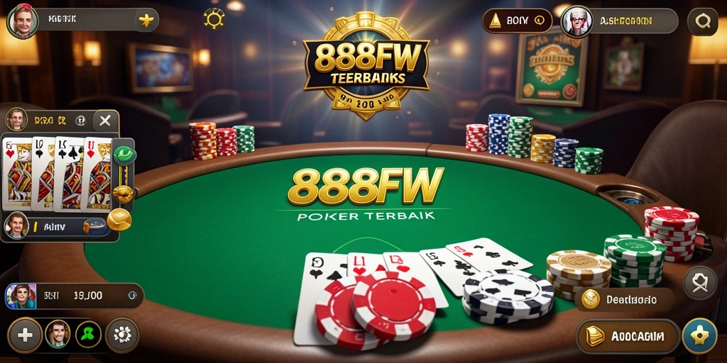 Tampilan gameplay menarik di aplikasi Poker 888FW.
