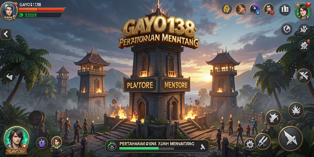 Tampak permainan GAYO138 dengan menara menunggu gelombang musuh.