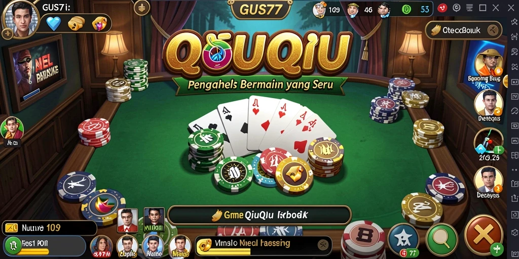 Screenshot gameplay GUS77 yang menampilkan momen seru bermain QiuQiu.
