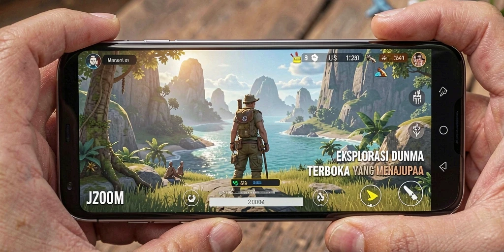 Tampilan menarik dari gameplay J200M yang menggambarkan kebebasan eksplorasi.