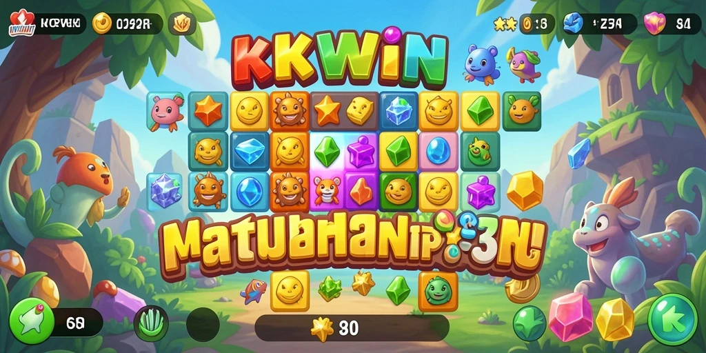 Tangkapan layar KKWIN menampilkan gameplay seru Match-3 yang menantang.