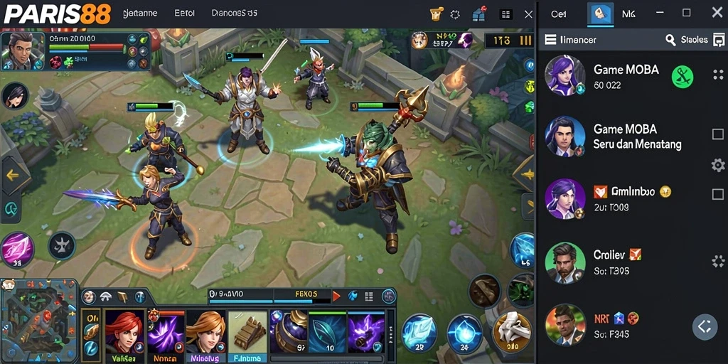 Tangkapan layar aksi seru dari gameplay MOBA PARIS88.