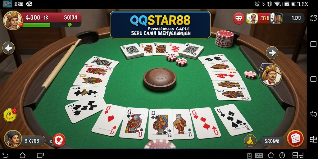 Tampilan gameplay seru QQSTAR88 dengan sistem Gaple yang interaktif.