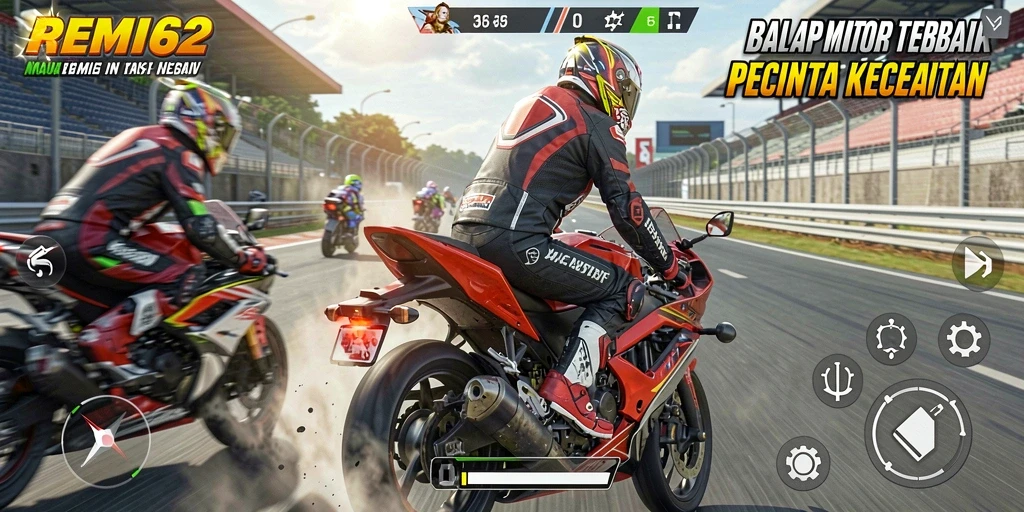 Tampilan gameplay seru balap motor di REMI62.
